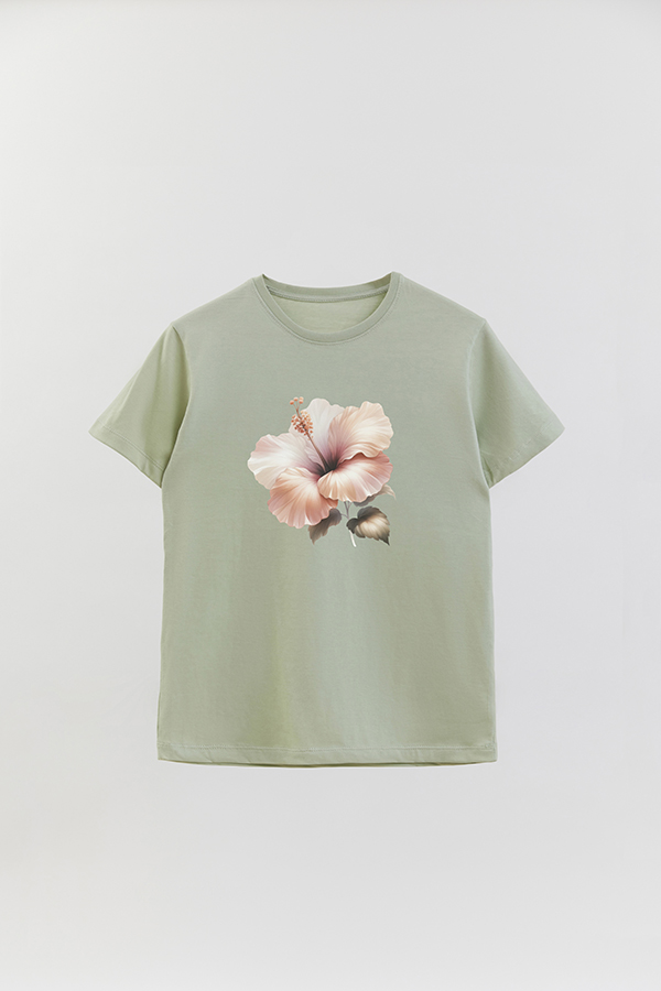 REMERA BASICA ESTAMPADA HIBISCUS B4