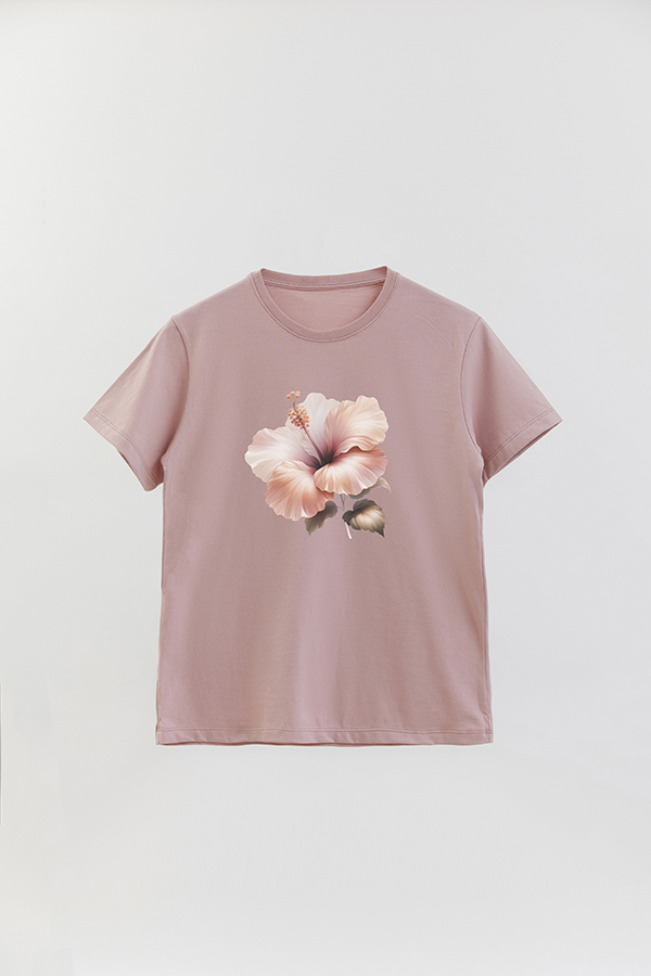 REMERA BASICA ESTAMPADA HIBISCUS B4