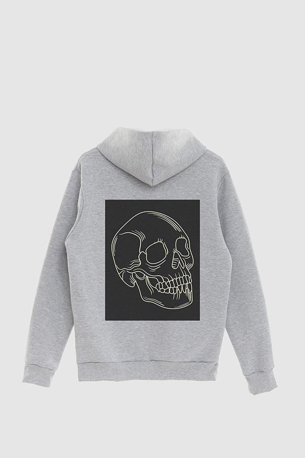 HOODIE ESTAMPADO POSTER BLACK AND WHITE SKULL