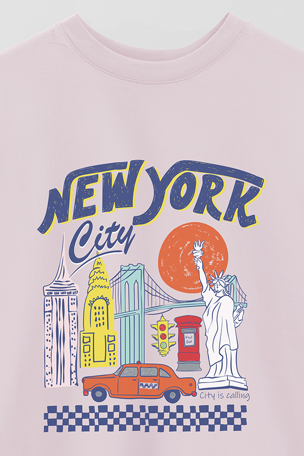 REMERA OVER ESTAMPADA NEW YORK CITY IS CALLING