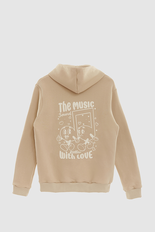 HOODIE ESTAMPADO CARTOON ILLUSTRATION THE MUSIC SOUND BETTER WITH LOVE