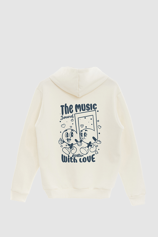 HOODIE ESTAMPADO CARTOON ILLUSTRATION THE MUSIC SOUND BETTER WITH LOVE