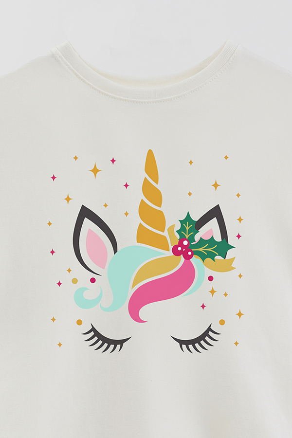 REMERA BASICA ESTAMPADA UNICORN MARSHMALLOW