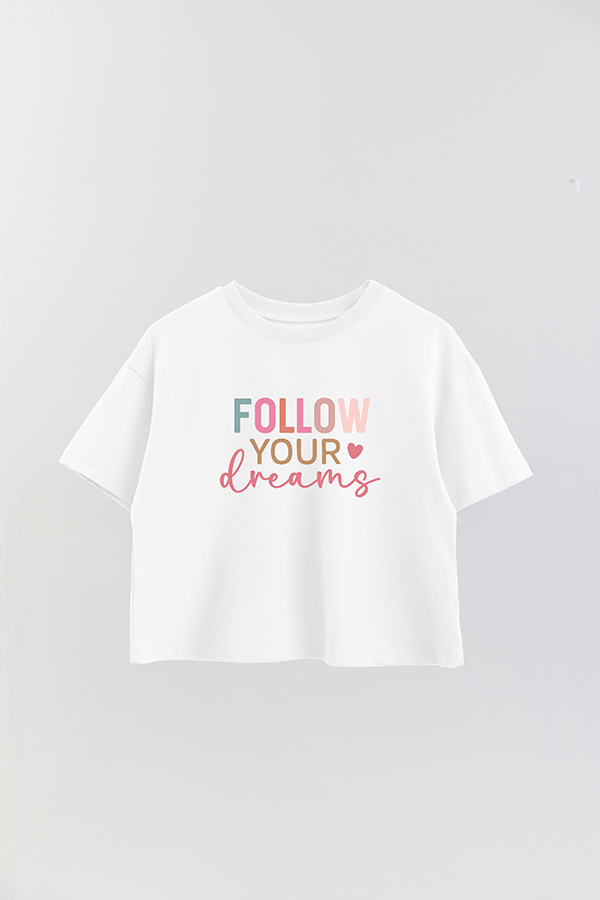 REMERA CROP ESTAMPADA CLR FOLLOW YOUR DREAMS