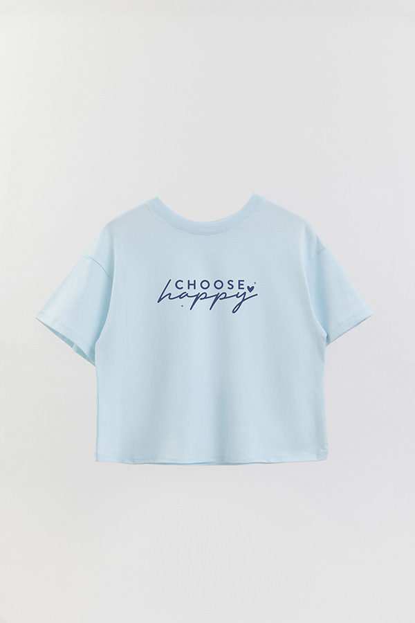 REMERA CROP ESTAMPADA BL CHOOSE HAPPY