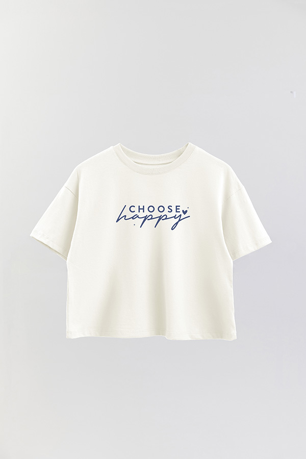 REMERA CROP ESTAMPADA BL CHOOSE HAPPY
