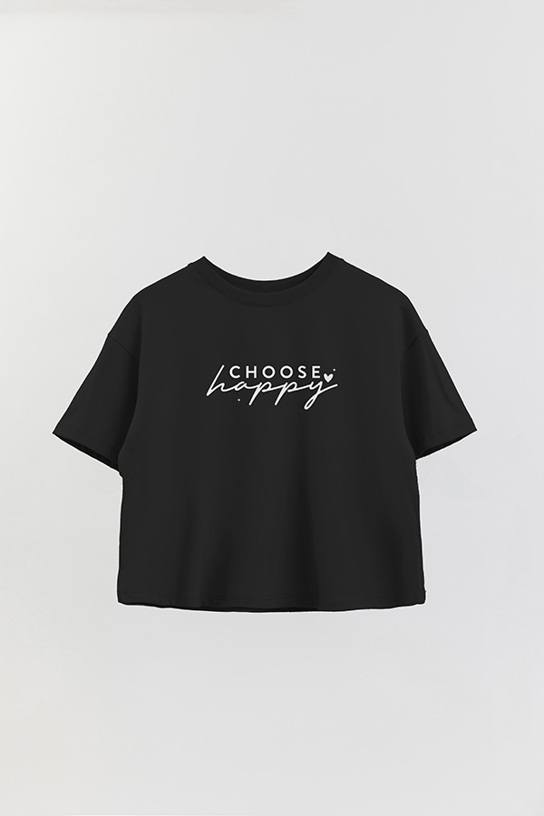 REMERA CROP ESTAMPADA BL CHOOSE HAPPY