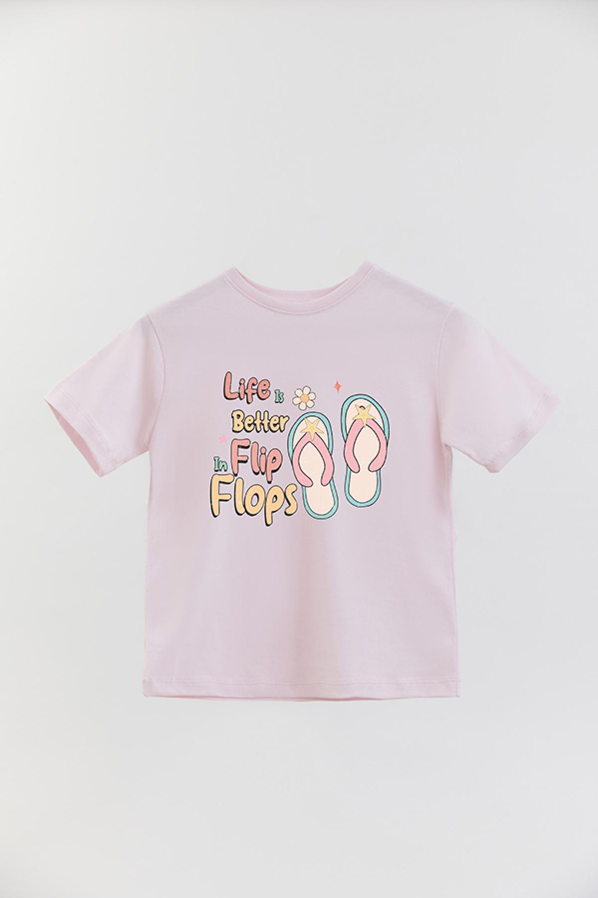 REMERA BASIC GIRL RT LIFE IS BETTER IN FLIP FLOPS