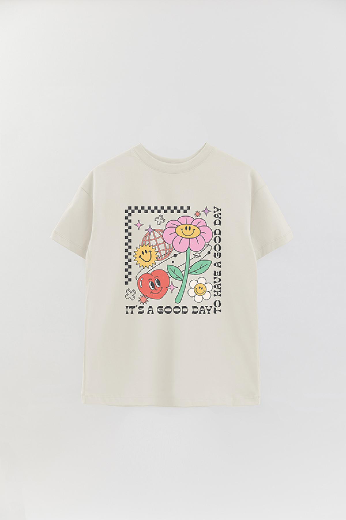 REMERA OVER ESTAMPADA RT2 IT'S A GOOD DAY