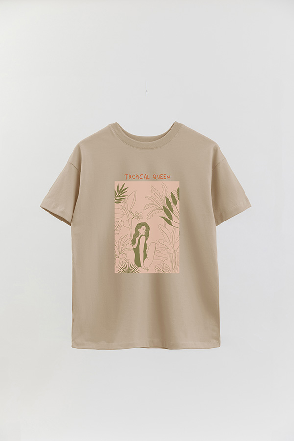 REMERA OVER ESTAMPADA TROPICAL QUEEN