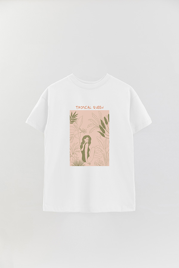 REMERA OVER ESTAMPADA TROPICAL QUEEN