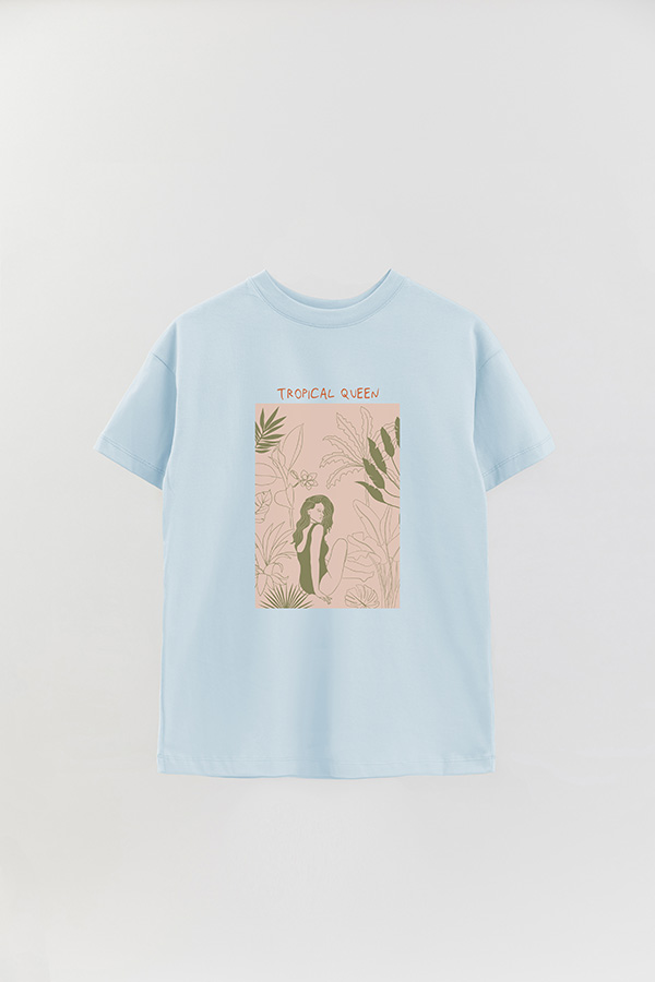REMERA OVER ESTAMPADA TROPICAL QUEEN