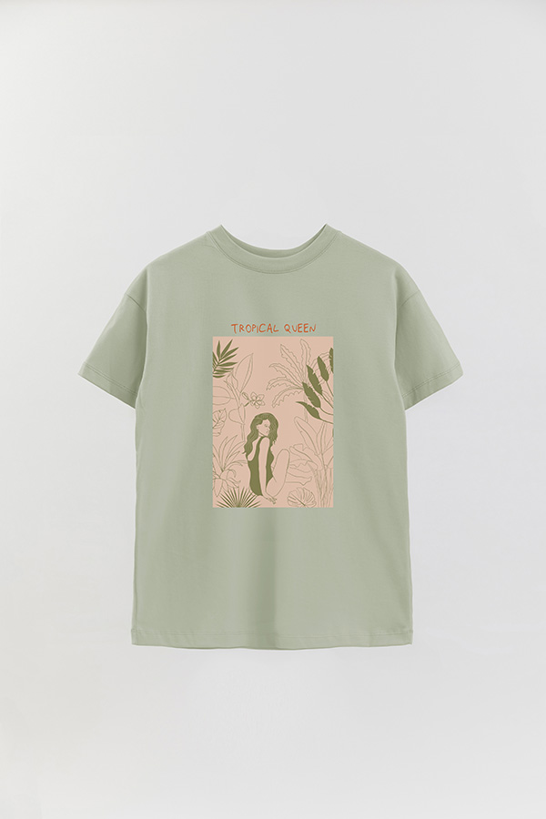 REMERA OVER ESTAMPADA TROPICAL QUEEN