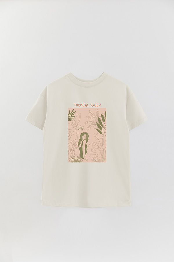 REMERA OVER ESTAMPADA TROPICAL QUEEN