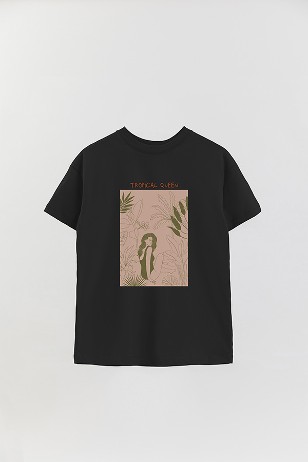 REMERA OVER ESTAMPADA TROPICAL QUEEN