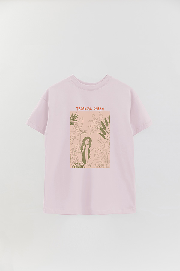 REMERA OVER ESTAMPADA TROPICAL QUEEN