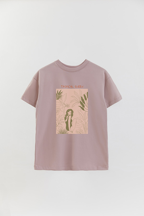 REMERA OVER ESTAMPADA TROPICAL QUEEN