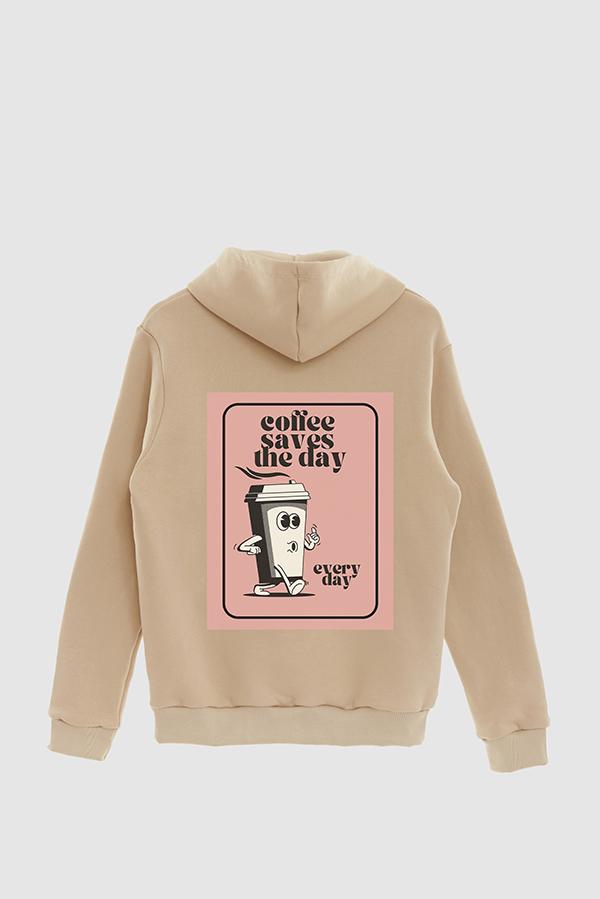 HOODIE ESTAMPADO POSTER COFFEE SAVES THE DAY