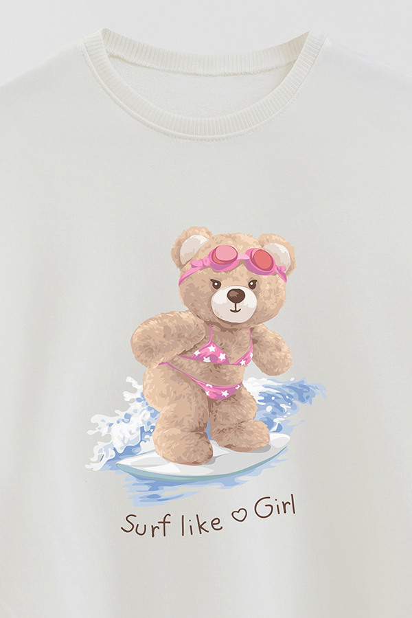 BUZO RUSTICO KIDS TEDDY SURF LIKE A GIRL