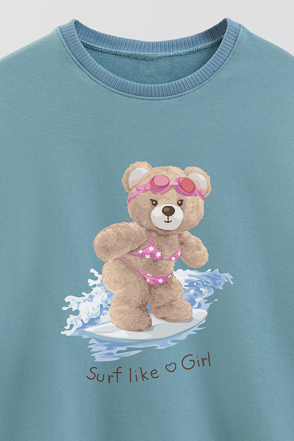 BUZO RUSTICO KIDS TEDDY SURF LIKE A GIRL