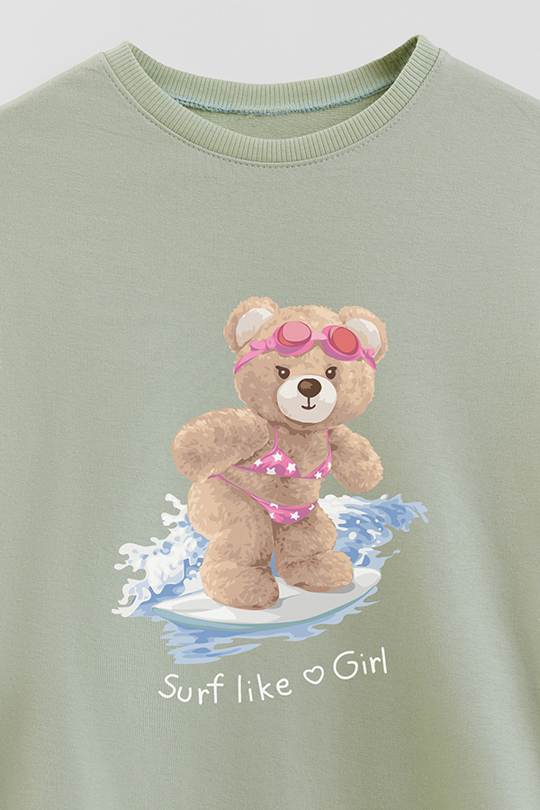 BUZO RUSTICO KIDS TEDDY SURF LIKE A GIRL