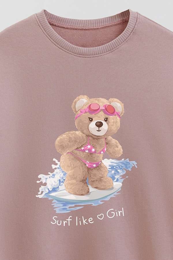 BUZO RUSTICO KIDS TEDDY SURF LIKE A GIRL