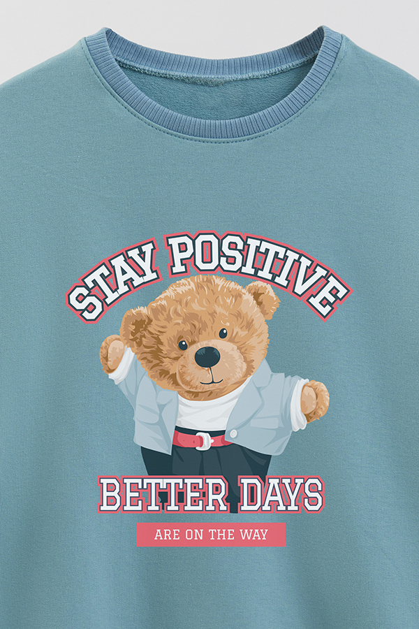 BUZO RUSTICO KIDS TEDDY STAY POSITIVE