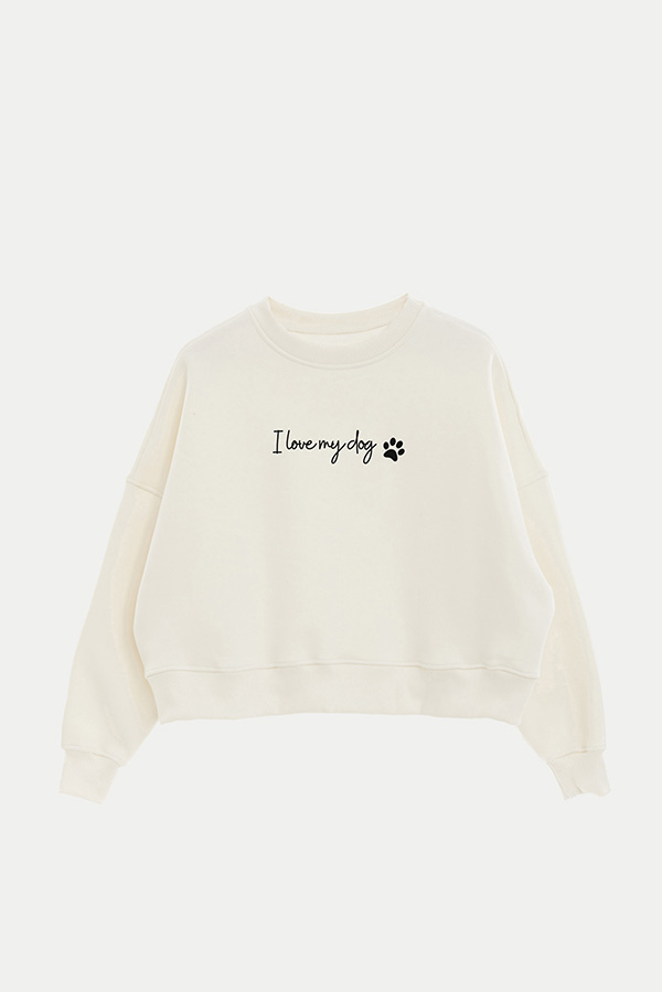 BUZO CROP ESTAMPADO MNM I LOVE MY DOG