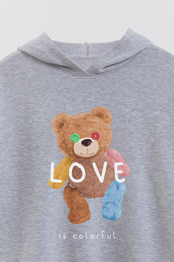 HOODIE RUSTICO KID TEDDY LOVE IS COLORFUL