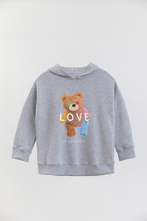 HOODIE RUSTICO KID TEDDY LOVE IS COLORFUL