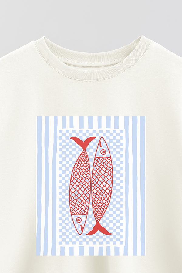 REMERA CROP ESTAMPADA BEACH BLUE SARDINES