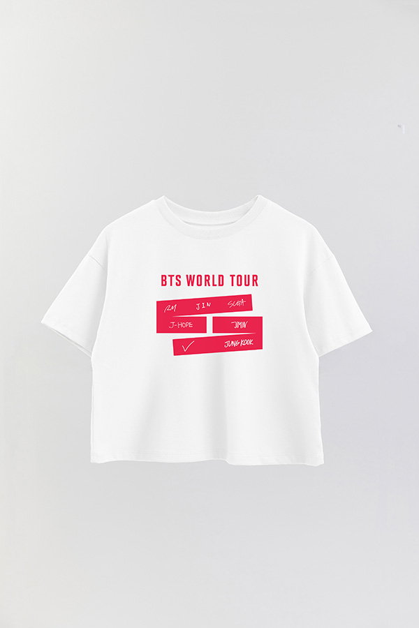 REMERA CROP ESTAMPADA BTS WT