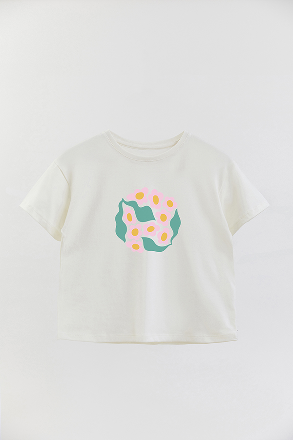 REMERA GIRL OVER BOHO PINK FLOWERS