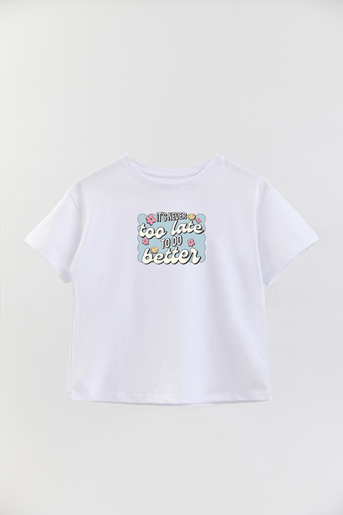 REMERA GIRL OVER RT IT'S NEVER TOO LATE