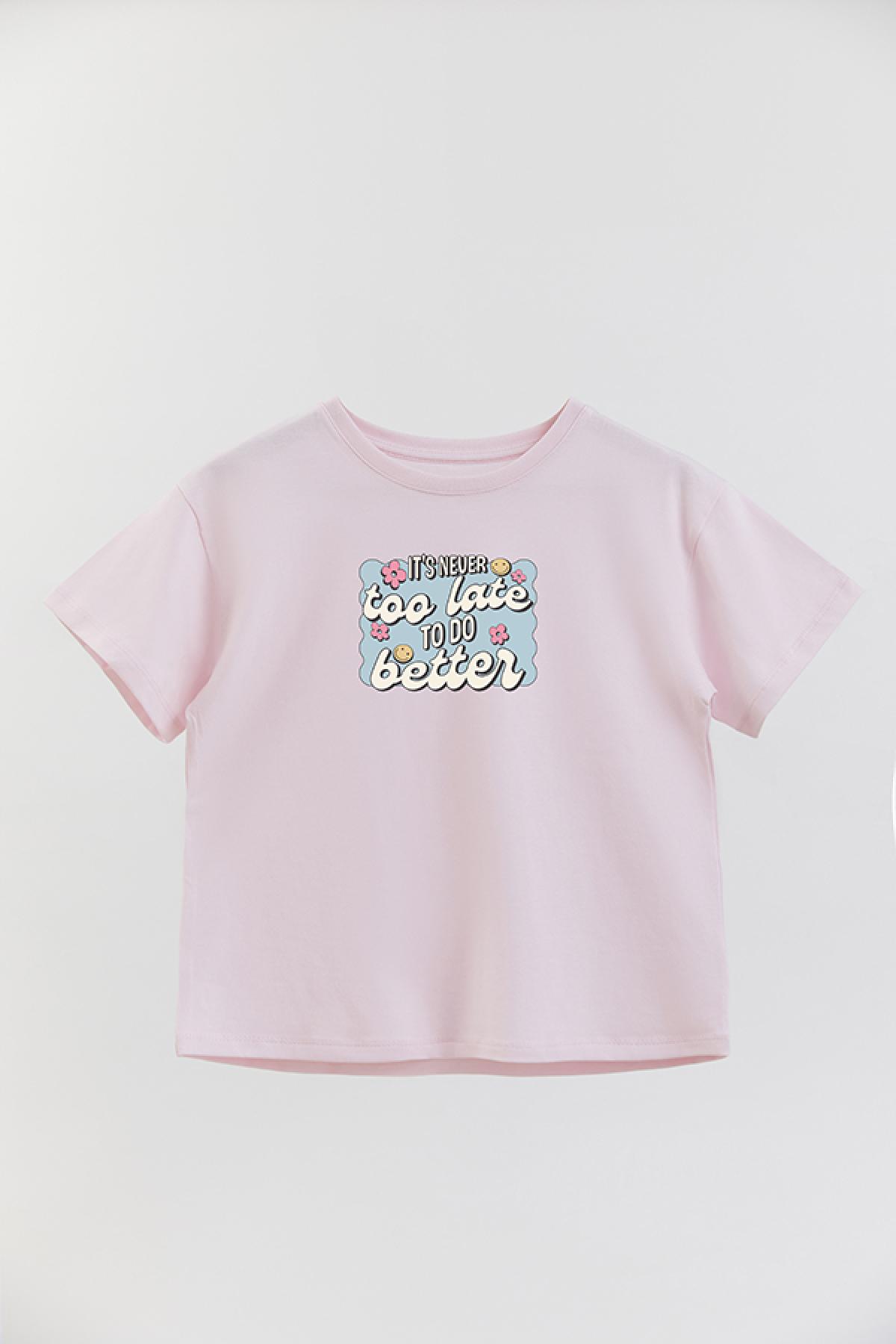 REMERA GIRL OVER RT IT'S NEVER TOO LATE