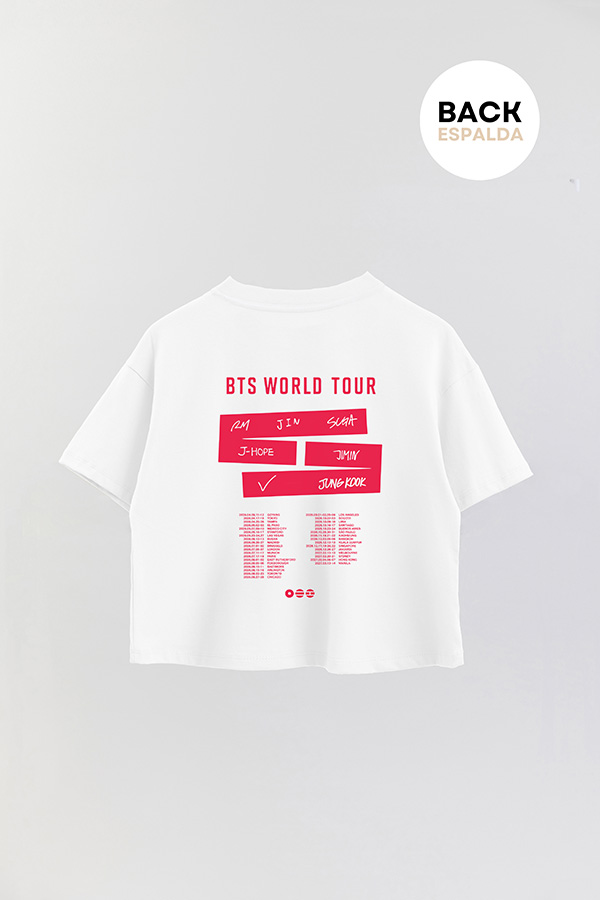 REMERA CROP FB ESTAMPADA BTS ARIRANG