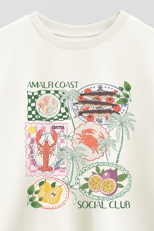 REMERA CROP ESTAMPADA AMALFI COAST