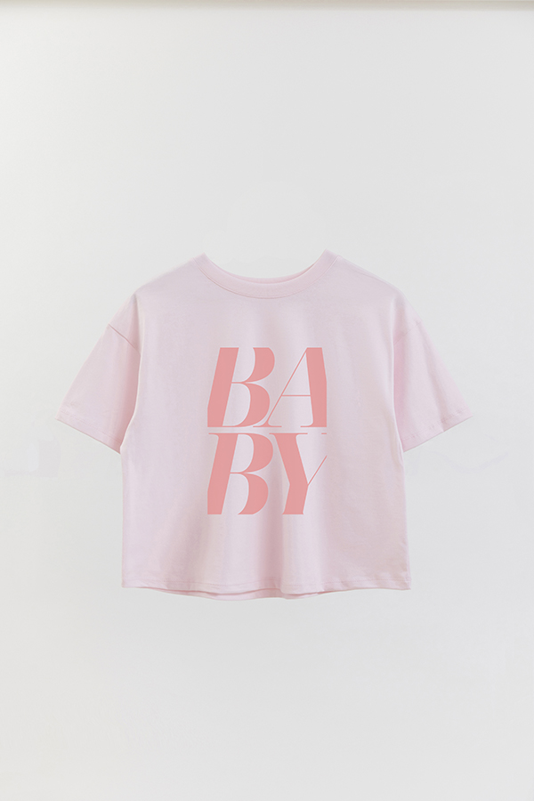 REMERA CROP ESTAMPADA PINK BABY