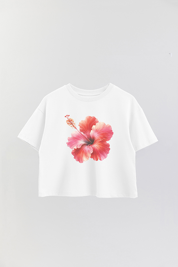 REMERA CROP ESTAMPADA HIBISCUS 0