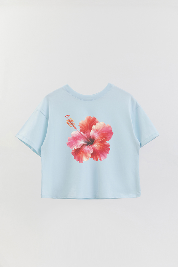 REMERA CROP ESTAMPADA HIBISCUS 0