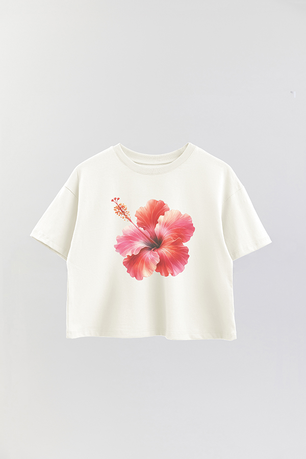REMERA CROP ESTAMPADA HIBISCUS 0