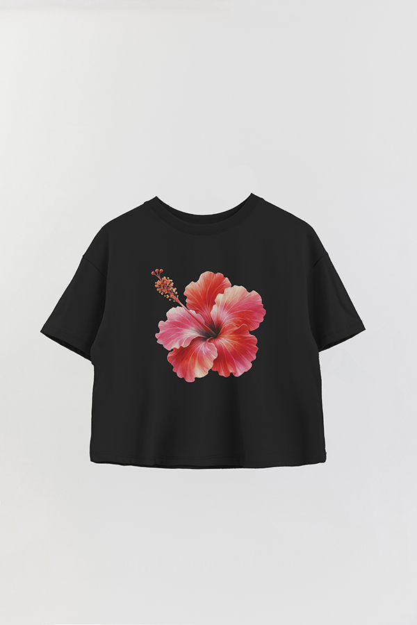 REMERA CROP ESTAMPADA HIBISCUS 0