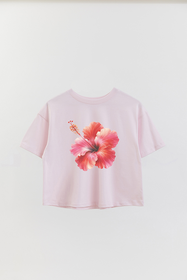 REMERA CROP ESTAMPADA HIBISCUS 0
