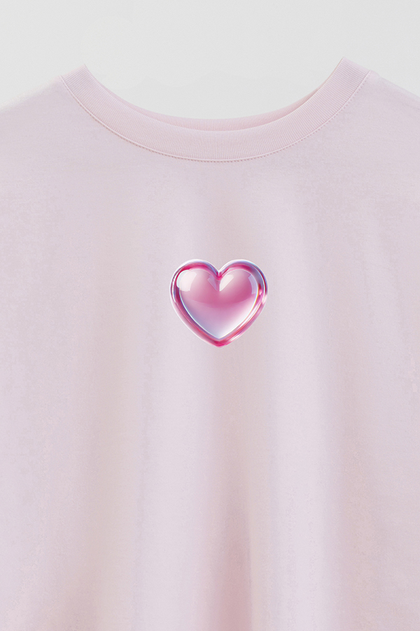 REMERA CROP ESTAMPADA PINK HEART ROSE DREAMS