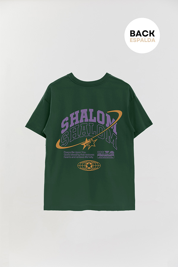 REMERA OVER ESTAMPADA UNISEX ESPALDA SHALOM