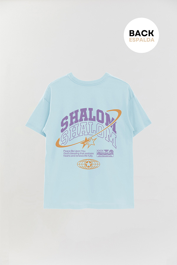 REMERA OVER ESTAMPADA UNISEX ESPALDA SHALOM