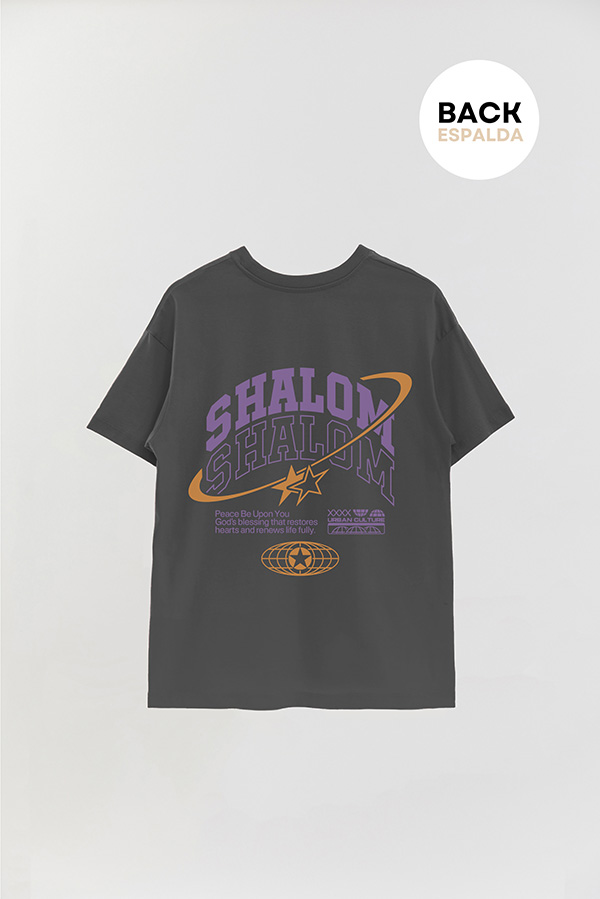 REMERA OVER ESTAMPADA UNISEX ESPALDA SHALOM