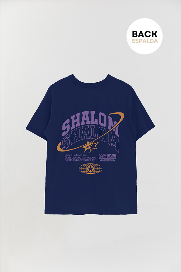 REMERA OVER ESTAMPADA UNISEX ESPALDA SHALOM