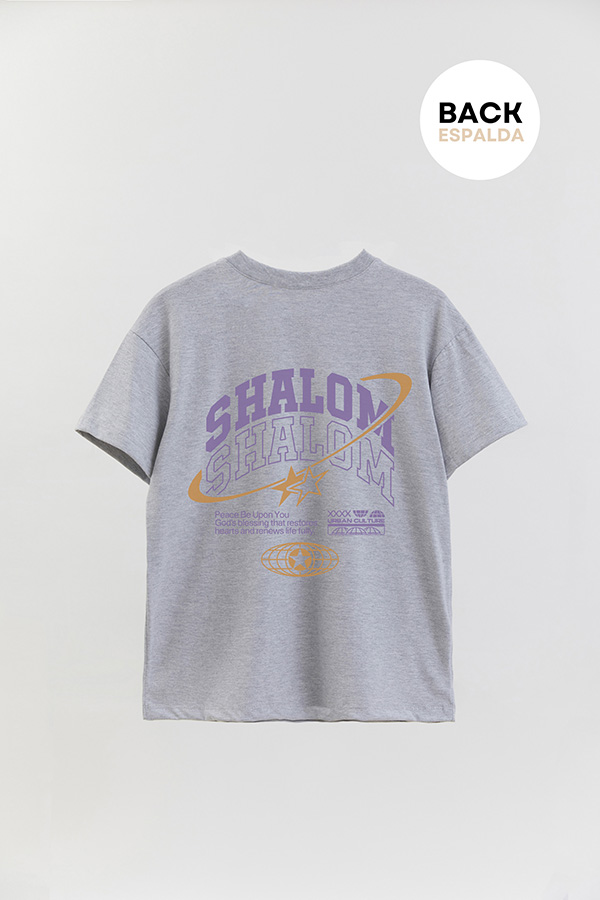 REMERA OVER ESTAMPADA UNISEX ESPALDA SHALOM