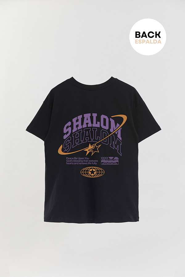 REMERA OVER ESTAMPADA UNISEX ESPALDA SHALOM